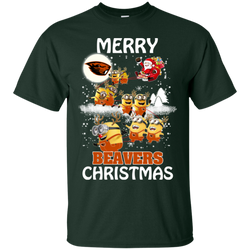 Oregon State Beavers Ugly Christmas Sweaters Minions Santa Claus Merry Christmas Cotton T-Shirt - The White Eagles