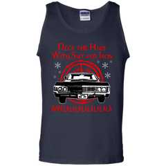 Deck The Halls With Salt And Iron Impala Lalalalalalala Supernatural Ugly Christmas Sweater Tank Top - The White Eagles