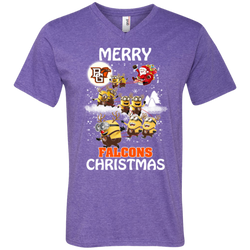 Bowling Green Falcons Ugly Christmas Sweaters Minions Santa Claus Merry Christmas Men's V-Neck T-Shirt - The White Eagles
