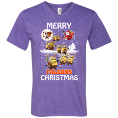 Bowling Green Falcons Ugly Christmas Sweaters Minions Santa Claus Merry Christmas Men's V-Neck T-Shirt - The White Eagles