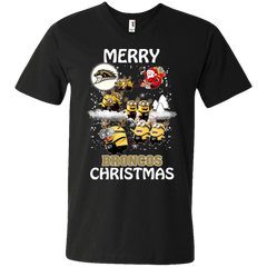 Western Michigan Broncos Ugly Christmas Sweaters Minions Santa Claus Merry Christmas Men's V-Neck T-Shirt - The White Eagles
