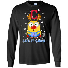 Minion Cleveland Indians  Ugly Christmas Sweaters Let It Snow LS Cotton T-Shirt - The White Eagles
