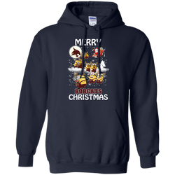 Texas State Bobcats Ugly Christmas Sweaters Minions Santa Claus Merry Christmas Hoodie - The White Eagles