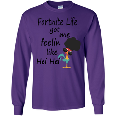 Fortnite Life Got Me Feelin Like Hei Hei LS Cotton T-Shirt - The White Eagles