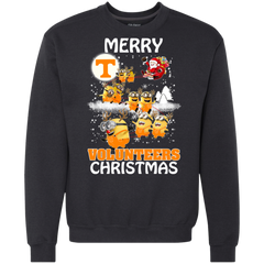 Tennessee Volunteers Ugly Christmas Sweaters Minions Santa Claus Merry Christmas Sweatshirt - The White Eagles