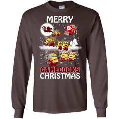 South Carolina Gamecocks Ugly Christmas Sweaters Minions Santa Claus LS Cotton T-Shirt - The White Eagles