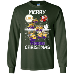Lsu Tigers Ugly Christmas Sweaters Minions Santa Claus Merry Christmas LS Cotton T-Shirt - The White Eagles