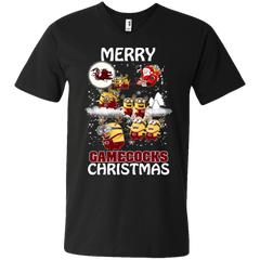 South Carolina Gamecocks Ugly Christmas Sweaters Minions Santa Claus Men's V-Neck T-Shirt - The White Eagles