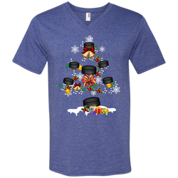 Christmas Is Coming Hockey Santa Claus Ugly Christmas Sweater Men's V-Neck T-Shirt - The White Eagles