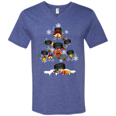 Christmas Is Coming Hockey Santa Claus Ugly Christmas Sweater Men's V-Neck T-Shirt - The White Eagles