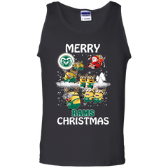Colorado State Rams Ugly Christmas Sweaters Minions Santa Claus Merry Christmas Tank Top - The White Eagles