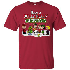 Have A Jolly Holly Christmas The Peanuts Movie Snoopy Charlie Brown Woodstock Cotton T-Shirt - The White Eagles