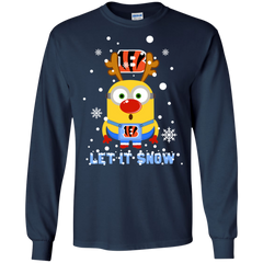 Minion Cincinnati Bengals Ugly Christmas Sweaters Let It Snow LS Cotton T-Shirt - The White Eagles