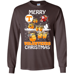 Tennessee Volunteers Ugly Christmas Sweaters Minions Santa Claus Merry Christmas LS Cotton T-Shirt - The White Eagles