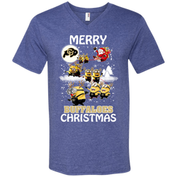 Colorado Buffaloes Ugly Christmas Sweaters Minions Santa Claus Merry Christmas Men's V-Neck T-Shirt - The White Eagles