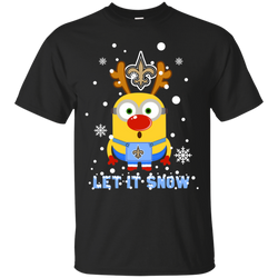 Minion New Orleans Saints Ugly Christmas Sweaters Let It Snow Cotton T-Shirt - The White Eagles