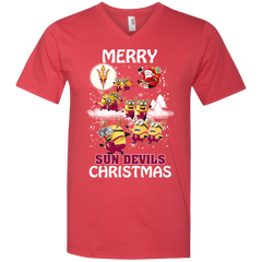 Arizona State Sun Devils T Shirts Minions Santa Claus Merry Christmas Men's V-Neck T-Shirt - The White Eagles