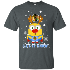 Minion Chicago Blackhawks Ugly Christmas Sweaters Let It Snow Cotton T-Shirt - The White Eagles