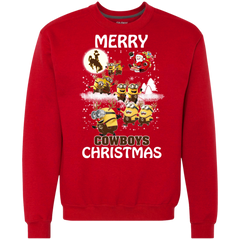 Wyoming Cowboys Ugly Christmas Sweaters Minions Santa Claus Merry Christmas Sweatshirt - The White Eagles