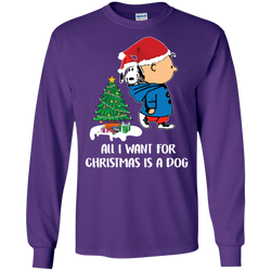 All I Want For Christmas Is A Dog Snoopy Charlie Brown The Peanuts Movie LS Cotton T-Shirt - The White Eagles