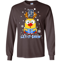 Minion Detroit Tigers  Ugly Christmas Sweaters Let It Snow LS Cotton T-Shirt - The White Eagles