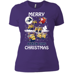 Akron Zips Ugly Christmas Sweaters Minions Santa Claus Merry Christmas Ladies' Shirt - The White Eagles