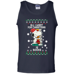 All I Want For Christmas Is Books Snoopy The Peanuts Movie Tank Top - The White Eagles