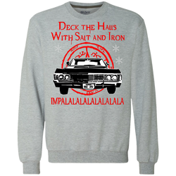 Deck The Halls With Salt And Iron Impala Lalalalalalala Supernatural Ugly Christmas Sweater Sweatshirt - The White Eagles
