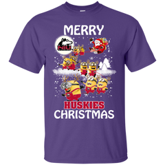 Northern Lllinois Huskies Ugly Christmas Sweaters Minions Santa Claus Merry Christmas Cotton T-Shirt - The White Eagles