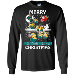 Coastal Carolina Chanticleers Ugly Christmas Sweaters Minions Santa Claus Merry Christmas LS Cotton T-Shirt - The White Eagles