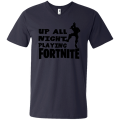 Fortnite Up All Night Playing Fortnite Men's V-Neck T-Shirt - The White Eagles