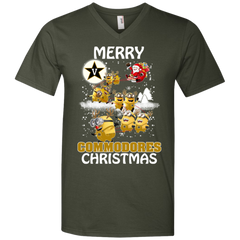 Vanderbilt Commodores Ugly Christmas Sweaters Minions Santa Claus Merry Christmas Men's V-Neck T-Shirt - The White Eagles