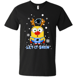 Minion Carolina Panthers Ugly Christmas Sweaters Let It Snow Men's V-Neck T-Shirt - The White Eagles