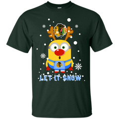 Minion Chicago Blackhawks Ugly Christmas Sweaters Let It Snow Cotton T-Shirt - The White Eagles