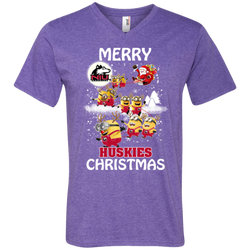 Northern Lllinois Huskies Ugly Christmas Sweaters Minions Santa Claus Merry Christmas Men's V-Neck T-Shirt - The White Eagles
