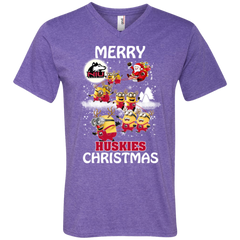 Northern Lllinois Huskies Ugly Christmas Sweaters Minions Santa Claus Merry Christmas Men's V-Neck T-Shirt - The White Eagles