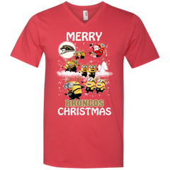Western Michigan Broncos Ugly Christmas Sweaters Minions Santa Claus Merry Christmas Men's V-Neck T-Shirt - The White Eagles