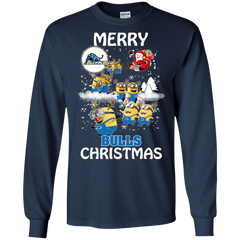 Buffalo Bulls Ugly Christmas Sweaters Minions Santa Claus Merry Christmas LS Cotton T-Shirt - The White Eagles