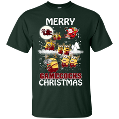 South Carolina Gamecocks Ugly Christmas Sweaters Minions Santa Claus Cotton T-Shirt - The White Eagles