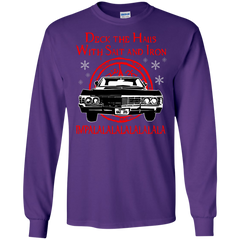 Deck The Halls With Salt And Iron Impala Lalalalalalala Supernatural Ugly Christmas Sweater LS Cotton T-Shirt - The White Eagles