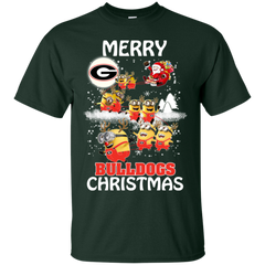 Georgia Bulldogs Ugly Christmas Sweaters Minions Santa Claus Merry Christmas Cotton T-Shirt - The White Eagles