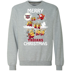 Troy Trojans Ugly Christmas Sweaters Minions Santa Claus Merry Christmas Sweatshirt - The White Eagles