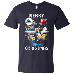 Buffalo Bulls Ugly Christmas Sweaters Minions Santa Claus Merry Christmas Men's V-Neck T-Shirt - The White Eagles
