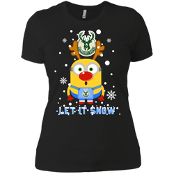 Minion Milwaukee Bucks Ugly Christmas Sweaters Let It Snow Ladies' Shirt - The White Eagles
