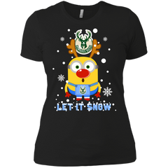 Minion Milwaukee Bucks Ugly Christmas Sweaters Let It Snow Ladies' Shirt - The White Eagles