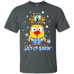 Minion Boston Celtics Ugly Christmas Sweaters Let It Snow Cotton T-Shirt - The White Eagles