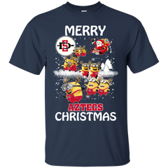 San Diego State Athletics Ugly Christmas Sweaters Minions Santa Claus Merry Christmas Cotton T-Shirt - The White Eagles