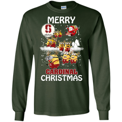 Stanford Cardinal Ugly Christmas Sweaters Minions Santa Claus Merry Christmas LS Cotton T-Shirt - The White Eagles
