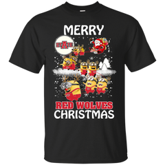 Arkansas State Red Wolves Ugly Christmas Sweaters Minions Santa Claus Merry Christmas Cotton T-Shirt - The White Eagles