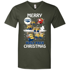 Nevada Wolf Pack Ugly Christmas Sweaters Minions Santa Claus Merry Christmas Men's V-Neck T-Shirt - The White Eagles